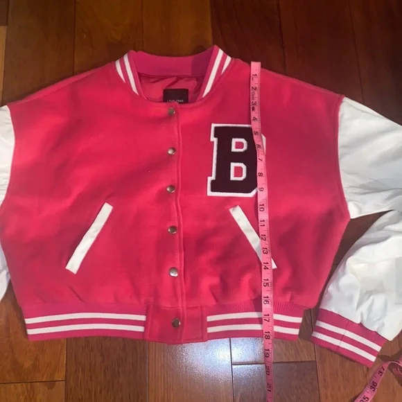 Barbie Pink Varsity Letter Baseball Jacket Love Tree Coat Large - Picture 12 of 13